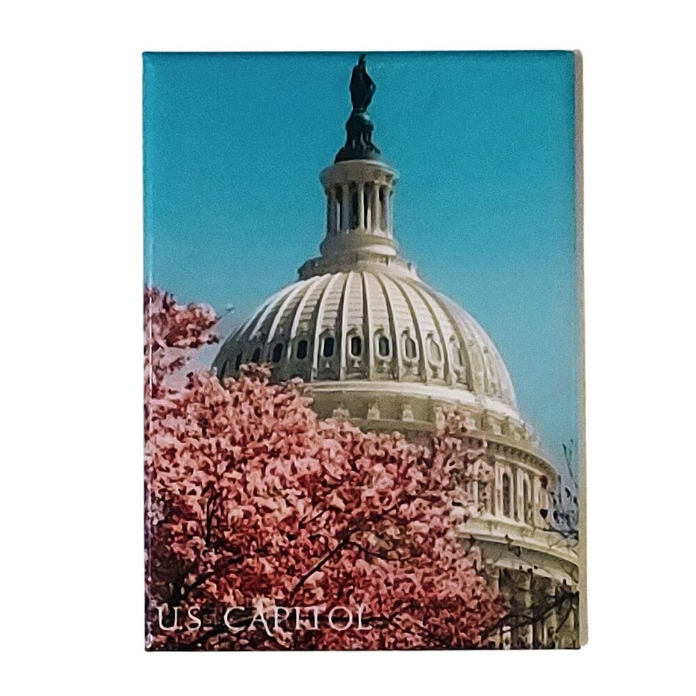 Washington US Capitol Cherry Blossoms Travel Fridge Magnet Souvenir